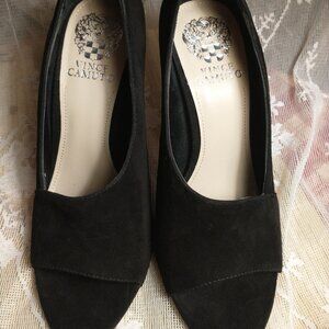 NWOT Vince Camuto 4" stiletto heels black suede open toe sz 8.5 M
